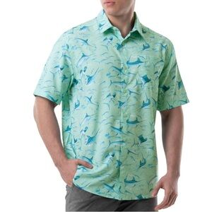 Guy Harvey Men's Tonal Bills Short Sleeve Printed Fishing Shirt